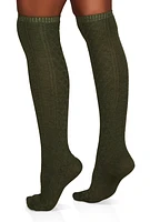 Womens Textured Knit Knee High Socks Size 9-11, Green, Size 9-11