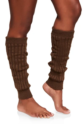 Womens Ribbed Knit Leg Warmers, Brown