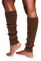 Womens Ribbed Knit Leg Warmers, Brown