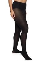 Womens Plus Size Opaque High Waisted Tights, Black