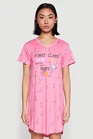 Womens First Class V Neck Nightgown, Pink, Size L