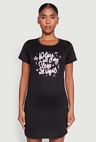 Womens Play All Day Sleep All Night Nightgown, Black, Size S