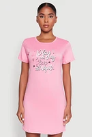 Womens Play All Day Sleep All Night Nightgown, Pink, Size XL