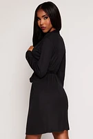 Womens Pajama Crop Top and Shorts with Robe Set,