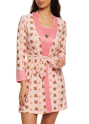 Womens Friends Forever Graphic Nightgown with Robe, Pink, Size L