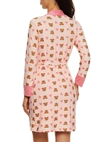 Womens Friends Forever Graphic Nightgown with Robe, Pink, Size L