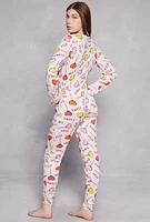 Womens Sweet Love Lollipop Graphic Pajama Onesie, Pink, Size XL