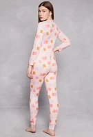 Womens Teddy Print Button Front Pajama Onesie,