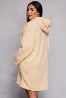 Womens Sherpa Kangaroo Pocket Blanket Hoodie,