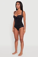 Womens Shapewear Thong Bodysuits, Black, Size L