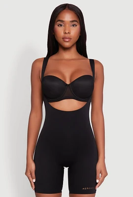 Womens Mid Thigh Shapewear Bodysuit, Black,