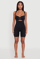Womens Mid Thigh Shapewear Bodysuit, Black, Size L