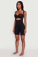 Womens Mid Thigh Shapewear Bodysuit, Black,