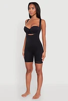 Womens Mid Thigh Shapewear Bodysuit, Black, Size L