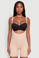 Womens Open Bust Shapewear Bodysuit, Beige, Size L