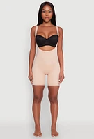 Womens Open Bust Shapewear Bodysuit, Beige, Size L