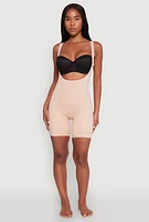 Womens Open Bust Shapewear Bodysuit, Beige, Size L