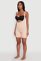 Womens Open Bust Shapewear Bodysuit, Beige, Size L