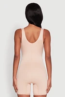 Womens Open Bust Shapewear Bodysuit, Beige, Size L
