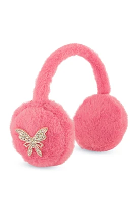 Womens Rhinestone Butterfly Faux Fur Earmuffs,