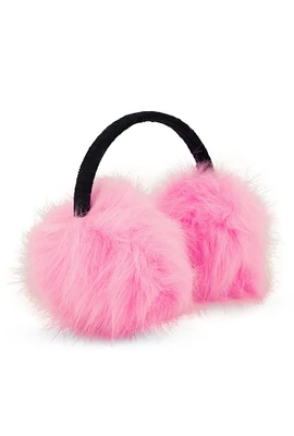 Womens Oversized Faux Fur Earmuffs, Pink