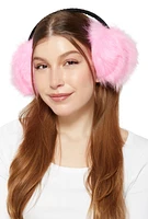 Womens Oversized Faux Fur Earmuffs, Pink