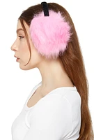 Womens Oversized Faux Fur Earmuffs, Pink