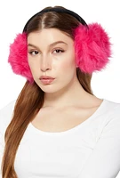 Womens Oversized Faux Fur Earmuffs, Pink