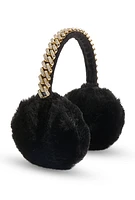 Womens Rhinestone Chain Link Earmuffs, Black