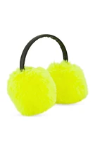 Womens Faux Leather Band Faux Fur Earmuffs, Yellow