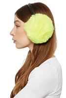 Womens Faux Leather Band Faux Fur Earmuffs, Yellow