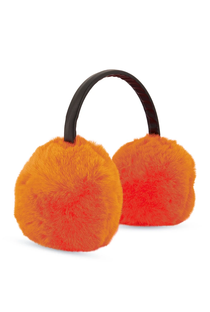 Womens Faux Leather Band Fur Earmuffs,