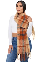 Womens Boucle Plaid Scarf,