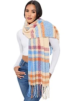 Womens Boucle Plaid Scarf, Multi