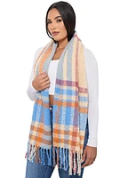 Womens Boucle Plaid Scarf, Multi