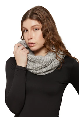 Womens Textured Knit Infinity Scarf, Grey