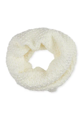 Womens Textured Knit Infinity Scarf, White