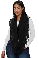 Womens Fringe Infinity Scarf, Black