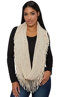 Womens Fringe Infinity Scarf, Beige