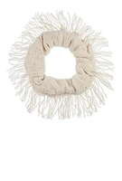 Womens Fringe Infinity Scarf, Beige