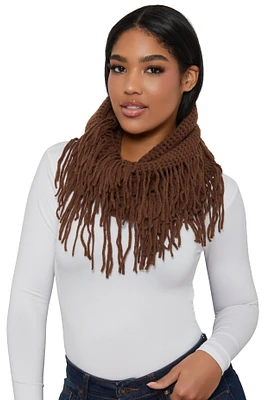 Womens Fringe Infinity Scarf, Brown