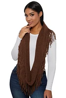 Womens Fringe Infinity Scarf, Brown