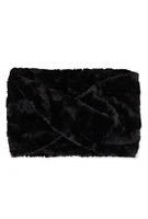 Womens Solid Faux Fur Scarf, Black