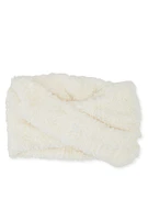 Womens Solid Faux Fur Scarf, White
