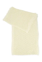 Womens Faux Fur Frayed Trim Infinity Scarf, White