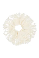 Womens Solid Fringe Infinity Scarf, White