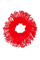 Womens Solid Fringe Infinity Scarf, Red