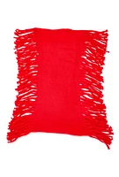 Womens Solid Fringe Infinity Scarf, Red