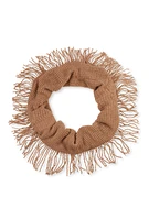 Womens Fringe Knitted Infinity Scarf, Brown