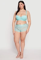 Womens Plus Side V Caged Lace Boyshort Panty, Green,